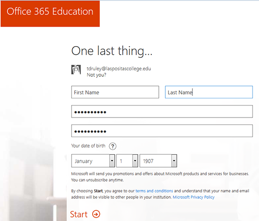 Registration Form and Password